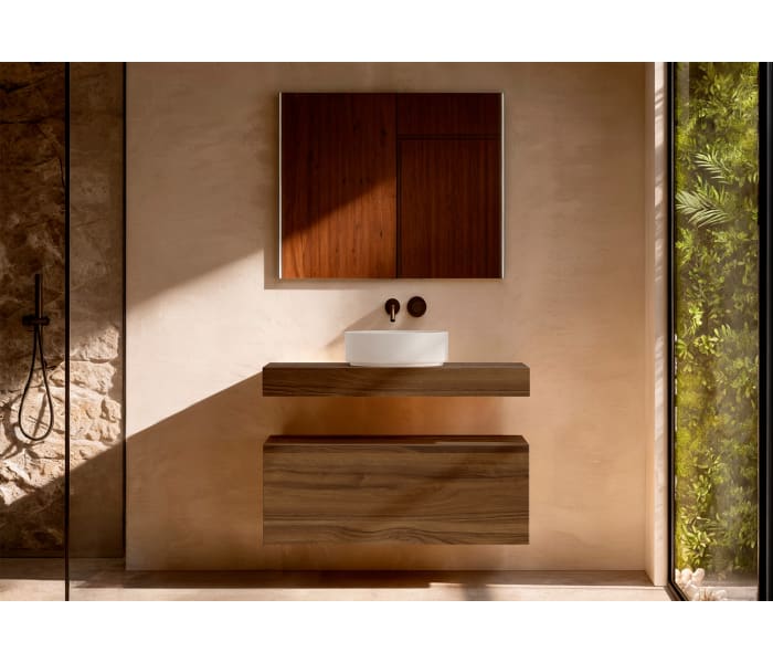 Mueble de baño con encimera de madera 10 cm de altura con cajonera Visobath Nomad monocolor Principal 0