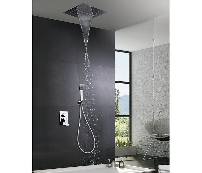 Comprar Conjunto de ducha /bañera empotrada pared negro mate de 3 vías  online