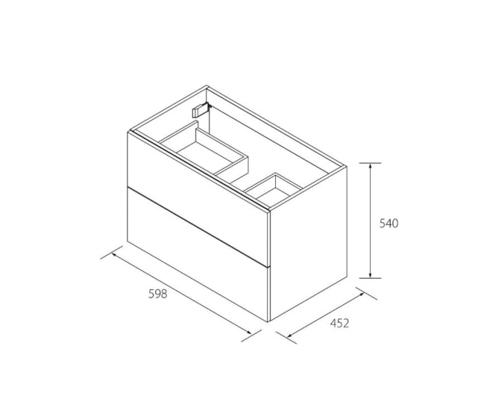 Conjunto mueble de baño con lavabo sobre encimera Salgar Morai Croquis 6