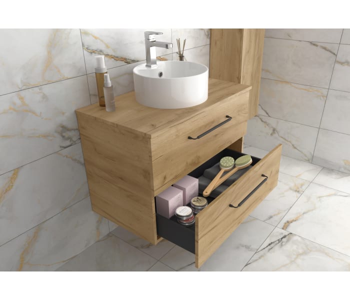 Conjunto mueble de baño con lavabo sobre encimera Salgar Morai Detalle 1