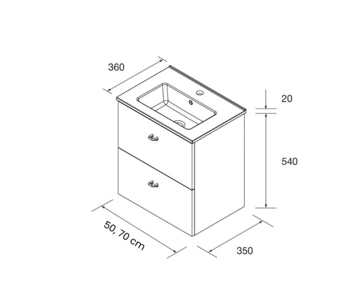 Conjunto mueble de baño fondo reducido 35 cm Salgar Inara Croquis 5