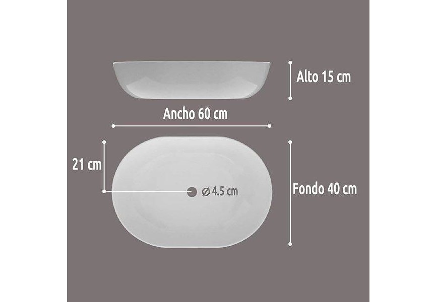 Lavabo sobre encimera Art and Bath Monaco 60 Croquis 2