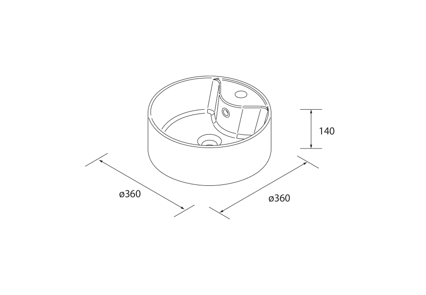 Conjunto mueble de baño con lavabo sobre encimera Salgar Bequia Croquis 13
