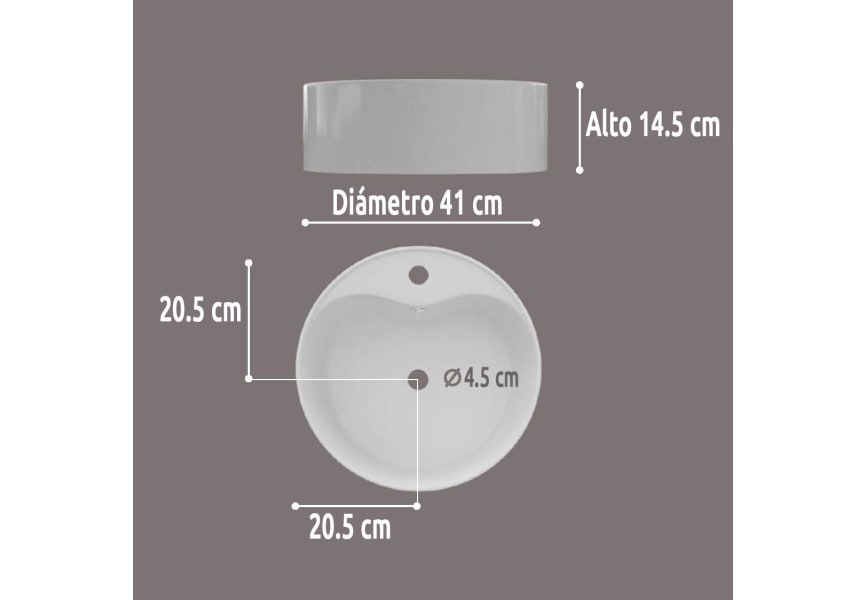 Lavabo sobre encimera Art and Bath Round Croquis 2