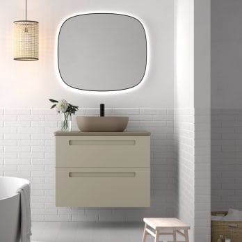 Conjunto mueble de baño con lavabo sobre encimera de microtec Avila Dos Paris