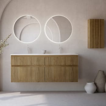 Conjunto de mueble de baño madera maciza palilleria Bruntec Alpes 7