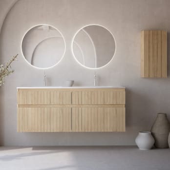 Conjunto de mueble de baño madera maciza ranurada Bruntec Alpes 7