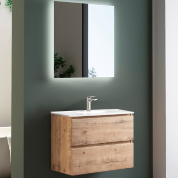 Mueble de baño madera de ingeniería roble ahumado 80x33x60 cm