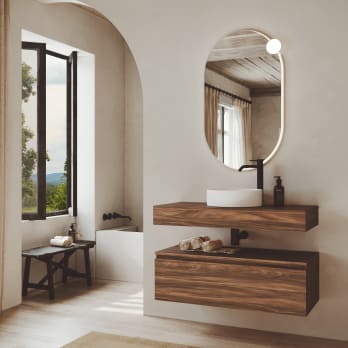 Conjunto mueble de baño con encimera de madera Bruntec Vilma