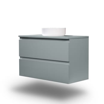 Mueble de baño MDF lacado con encimera de madera Bruntec Vilma