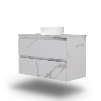 Mueble de baño MDF lacado con encimera de madera Bruntec Vilma