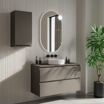 Mueble de baño MDF lacado con encimera de madera Bruntec Vilma