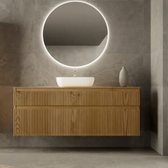 Mueble de Baño de madera maciza a medida con encimera de madera Bruntec Alpes 1