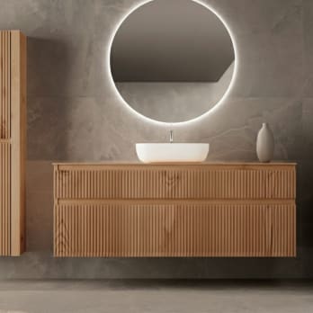 Mueble de Baño de madera maciza a medida con encimera de madera Bruntec Alpes 1