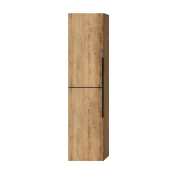 Armario columna multiusos para baño en color blanco y roble