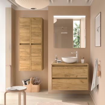Conjunto mueble de baño con encimera de madera Salgar Noja