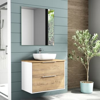 Mueble de baño con encimera de madera Bruntec Duox