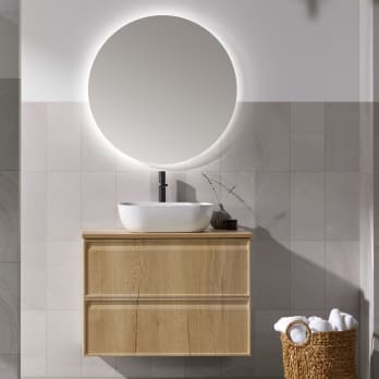 Conjunto mueble de baño con encimera de madera Sanchís Zama