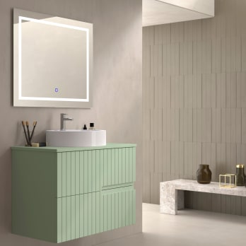 Mueble de baño con encimera piedra compactada del mismo color Bruntec Ebi colores