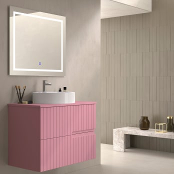 Mueble de baño con encimera piedra compactada del mismo color Bruntec Ebi colores