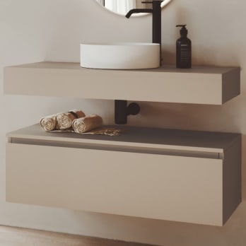 Conjunto mueble de baño MDF lacado con encimera de madera Bruntec Vilma