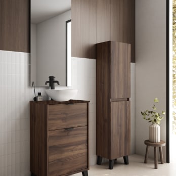 Conjunto mueble de baño fondo reducido 35.5 cm con lavabo sobre encimera Visobath Midi