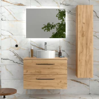 Conjunto mueble de baño con lavabo sobre encimera Salgar Morai
