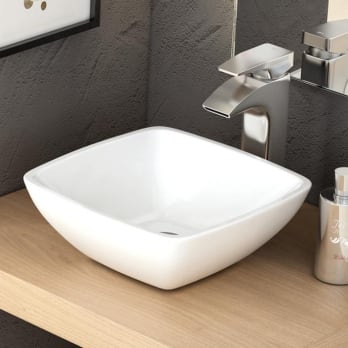 Lavabo pequeño con encimera y sifón Libera Space (An x L: 46 x 37 cm, Sin  desbordamiento)