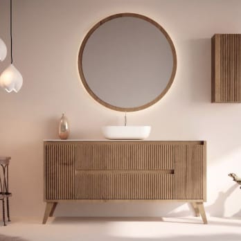 Mueble de baño madera maciza con encimera de solid surface Bruntec Alpes 13