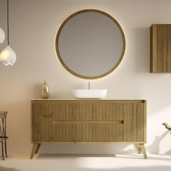 Mueble de baño madera maciza con encimera de solid surface Bruntec Alpes 13