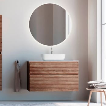 Mueble de baño madera maciza con encimera de solid surface Bruntec Alpes 5