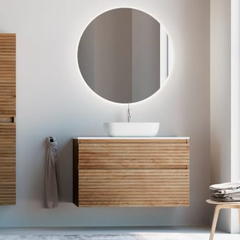 Mueble de baño madera maciza con encimera de solid surface Bruntec Alpes 5
