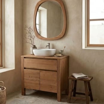 Mueble de baño con encimera de madera maciza Bruntec Laponia