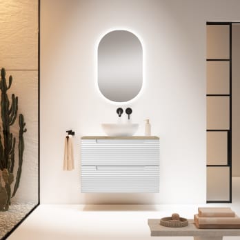 Mueble de baño con encimera hidrófuga Roble Costa Visobath Kyoto