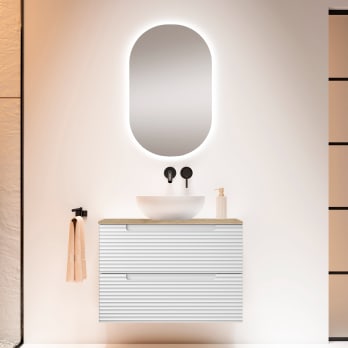 Mueble de baño con encimera hidrófuga Roble Costa Viso Kyoto