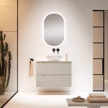 Mueble de baño con encimera hidrófuga Roble Costa Visobath Kyoto