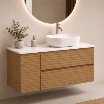 Mueble de baño Bruntec Alpes 21 encimera Solid Surface blanca