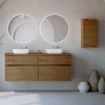 Mueble de baño con encimera de madera palilleria Horizontal Bruntec Alpes 9