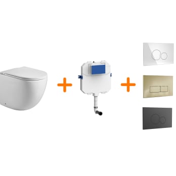 Pack inodoro + cisterna empotrada + pulsador  Bruntec Roundy
