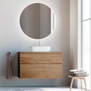 Mueble de baño con encimera de madera maciza Bruntec Alpes 1