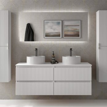 Conjunto mueble de baño Salgar Kira con lavabo sobre encimera