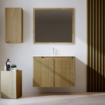 Conjunto de mueble de baño de madera maciza Bruntec Alpes 14