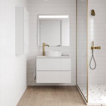 Mueble de baño con encimera blanca de resina Royo Dai Top