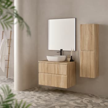 Conjunto mueble de baño con lavabo sobre encimera Sanchís Nice