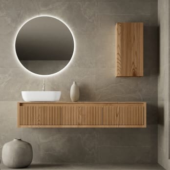Mueble de baño madera maciza con encimera de madera Bruntec Alpes 20