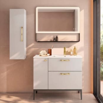 Conjunto de mueble de baño con banquillo con lavabo Flat Viso Verso