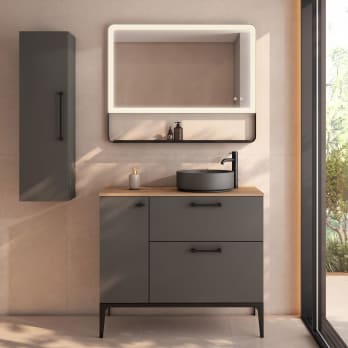 Conjunto de mueble de baño con banquillo con lavabo Flat VisoBath Verso