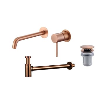 Pack grifo de lavabo empotrado Monza + Válvula click-clack + Sifón visto redondo de Imex