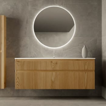 Conjunto de mueble de baño de madera maciza ranurado Bruntec Alpes 2