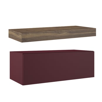 Mueble de baño con encimera de madera 10 cm de altura en color Valenti con cajonera Visobath Nomad